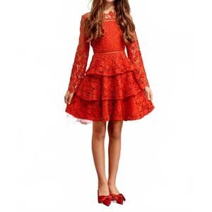 NEW MARLO girl's wonderland embroidered dress in red